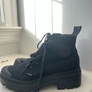 Palladium Pallabase Twill Womens Black Black Casual Boot